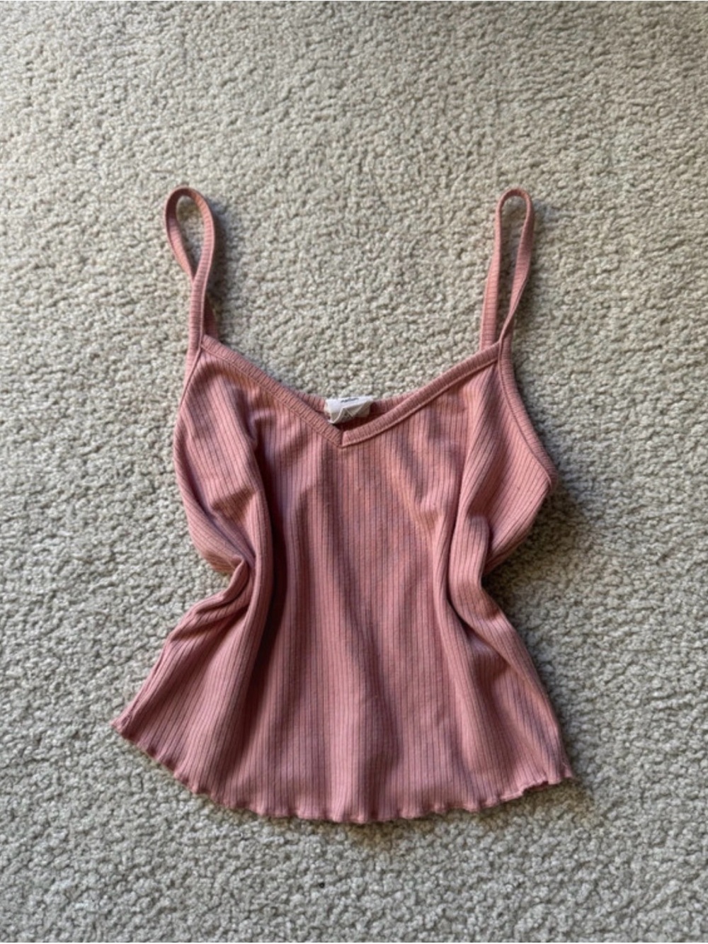Tilly's Dusty Rose Ribbed V-Neck Cami Tank Y2K sexy tee